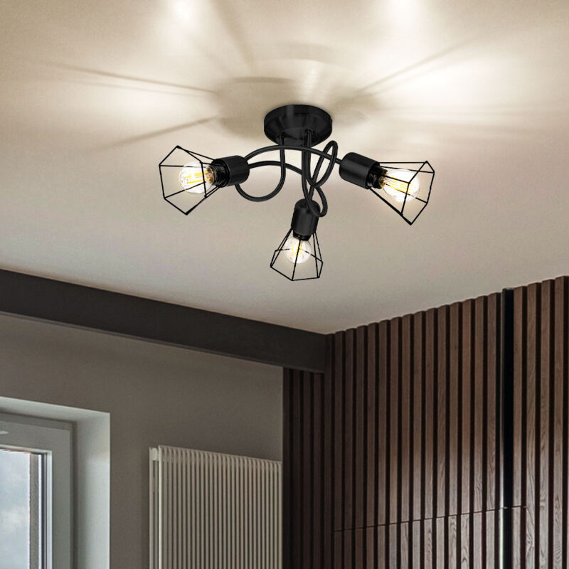 foto del prodotto nowa design rondell plafoniera nera soggiorno treccia faretto lampada nino luci 62080308
