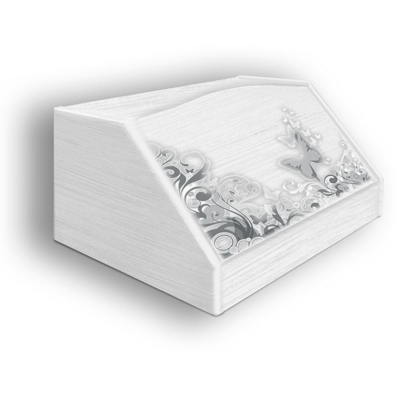 foto del prodotto portapane shabby farfalle grey in legno 30x40x20cm