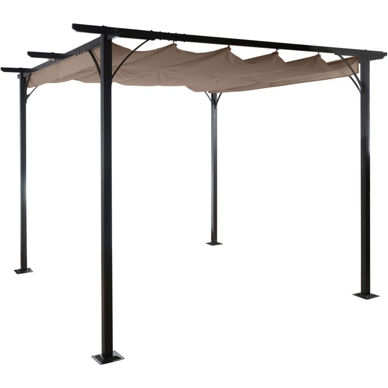 foto del prodotto gazebo pergola baldacchino moderno elegante giardino patio hhg 116 acciaio poliestere 3,5x3,5m marrone
