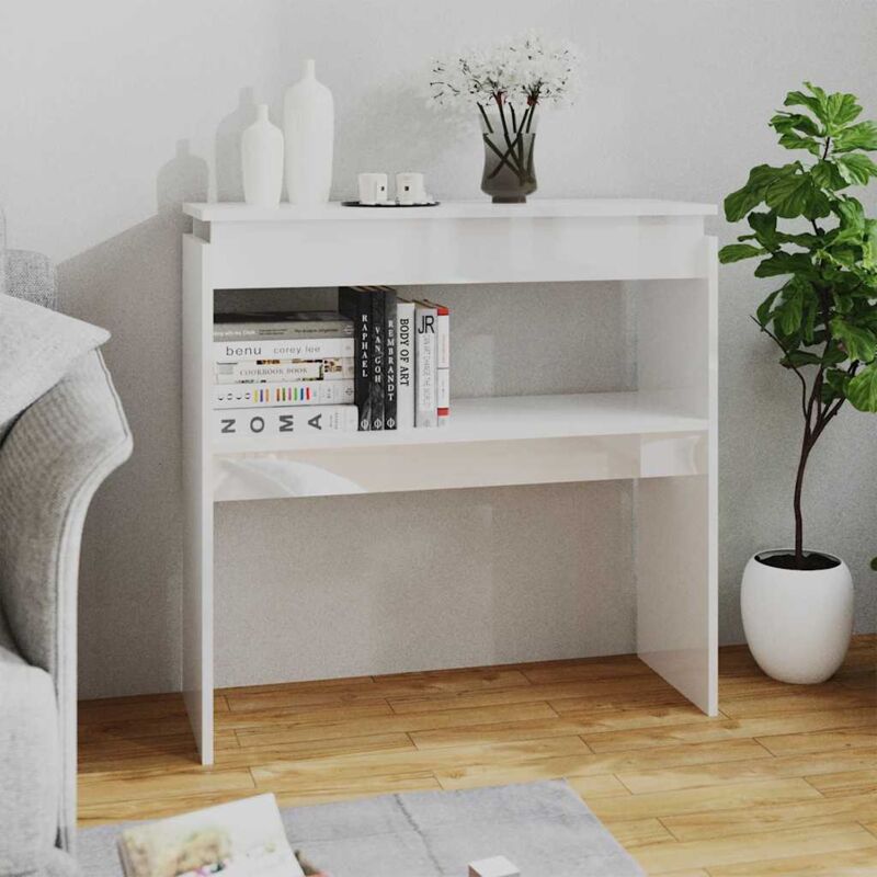 foto del prodotto furniture limited tavolino consolle bianco lucido 80x30x80 cm