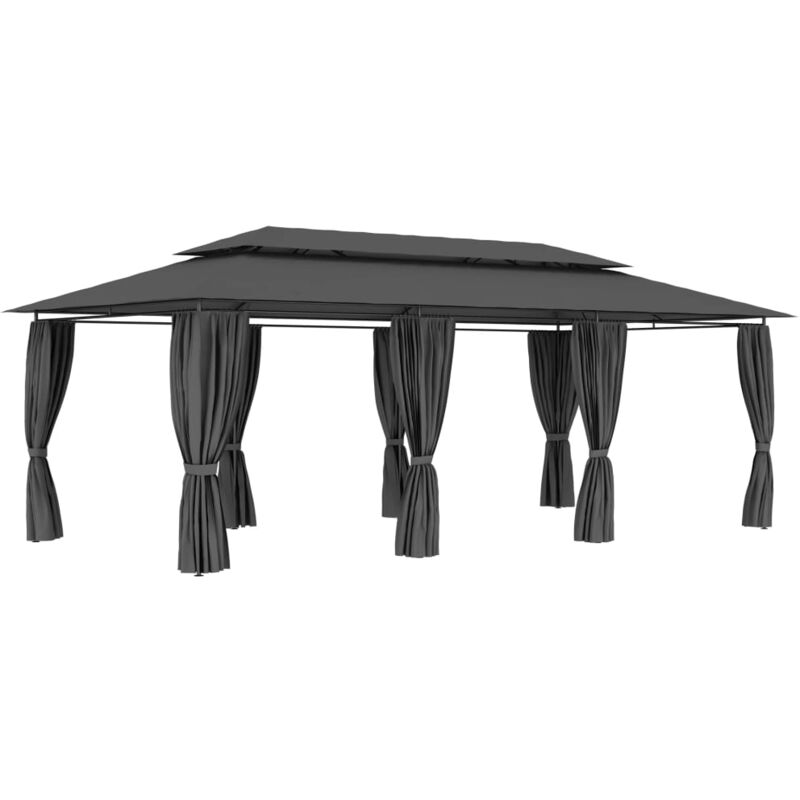 foto del prodotto prolenta premium furniture limited gazebo con tende 600x298x270 cm antracite