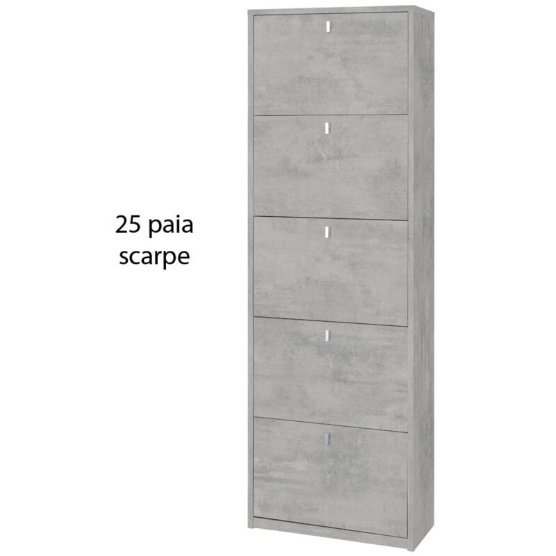 foto del prodotto scarpiera 25 paia 5 ante a ribalta doppia grigio beton porta scarpe salvaspazio