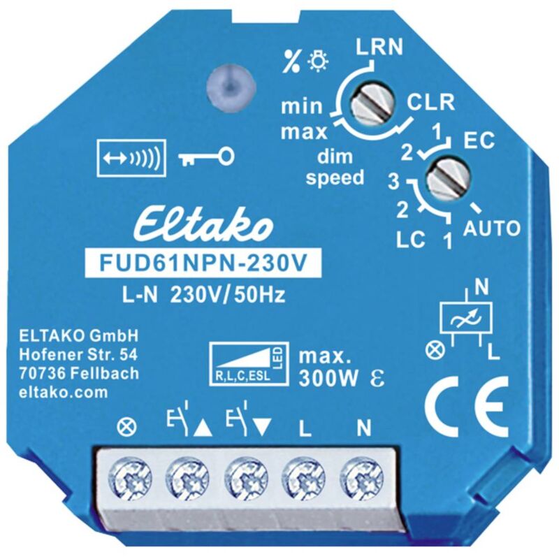 foto del prodotto eltako fud61npn 230v senza fili attuatore dimmer da incasso