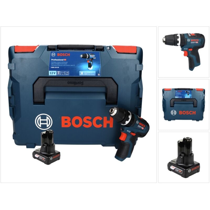 foto del prodotto bosch gsb 12v 35 trapano a percussione professionale a batteria 12 v 35 nm senza spazzole 1x batteria ricaricabile 6,0 ah l boxx senza