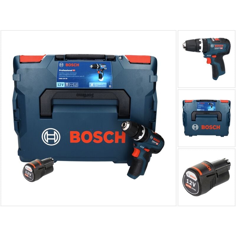 foto del prodotto bosch gsb 12v 35 trapano a percussione professionale a batteria 12 v 35 nm senza spazzole 1x batteria ricaricabile 3,0 ah l boxx senza