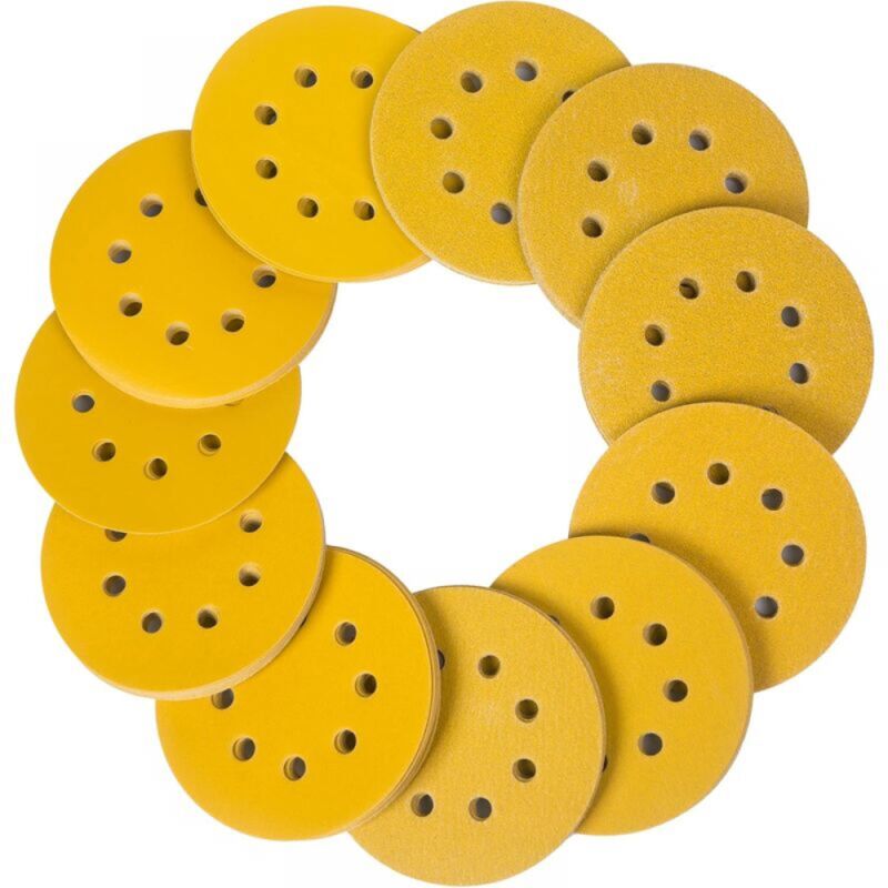 foto del prodotto dischi abrasivi da 125 mm, 110 dischi abrasivi per levigatrice, tamponi abrasivi rotondi a 8 fori, grana 60 80 100 120 150 180 240 320 400 600 800