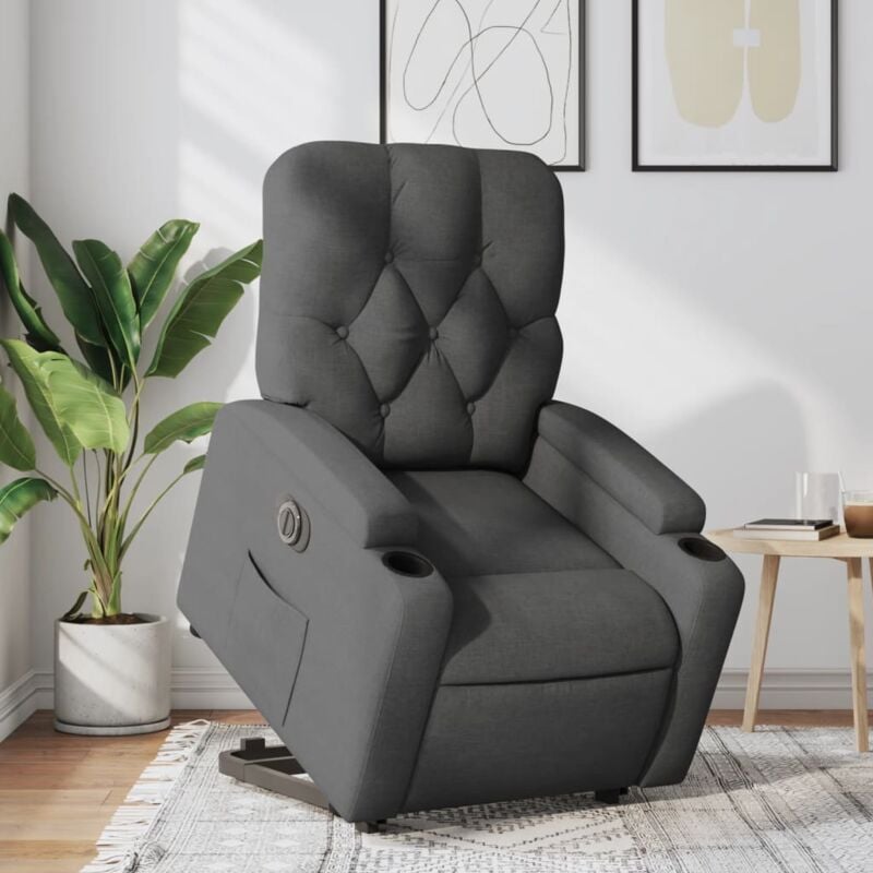 foto del prodotto vidaxl poltrona alzapersona reclinabile elettrica grigio scuro tessuto