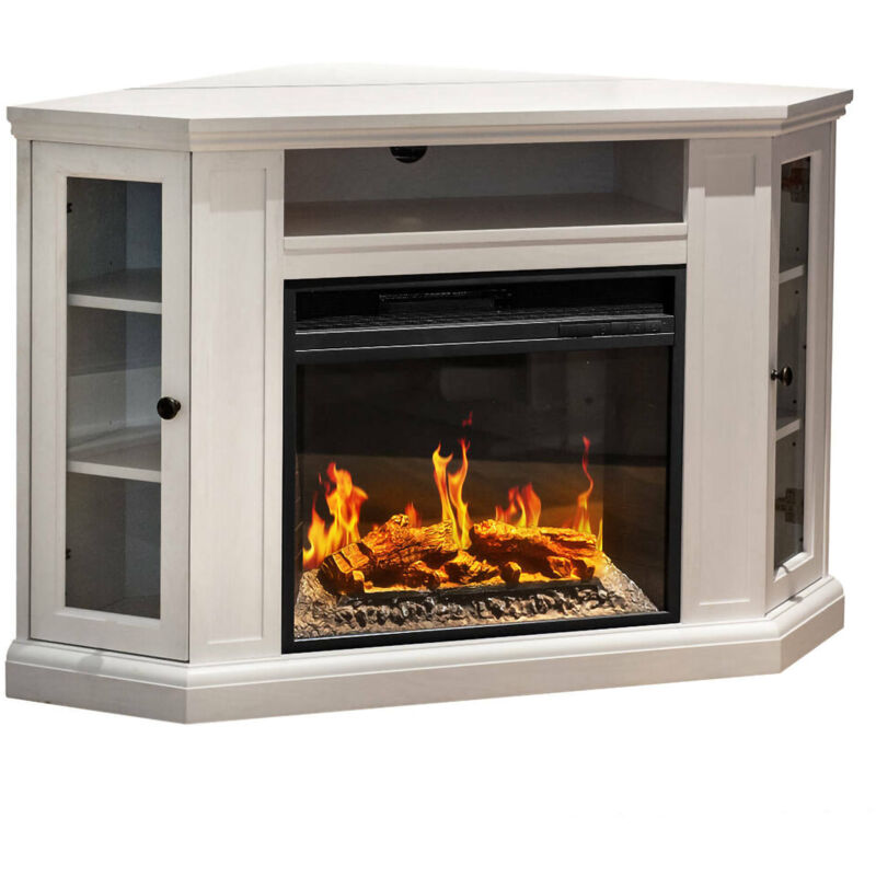 foto del prodotto camino elettrico dtagliavin, stufa elettrica, focolare elettrico a parete, caminetto moderno, made in italy, 126x78 h81 cm, bianco dmora