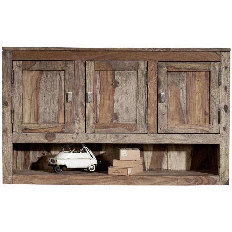 foto del prodotto nature grey 0101 mensola in legno di sheesham oliato grigio 115x25x70