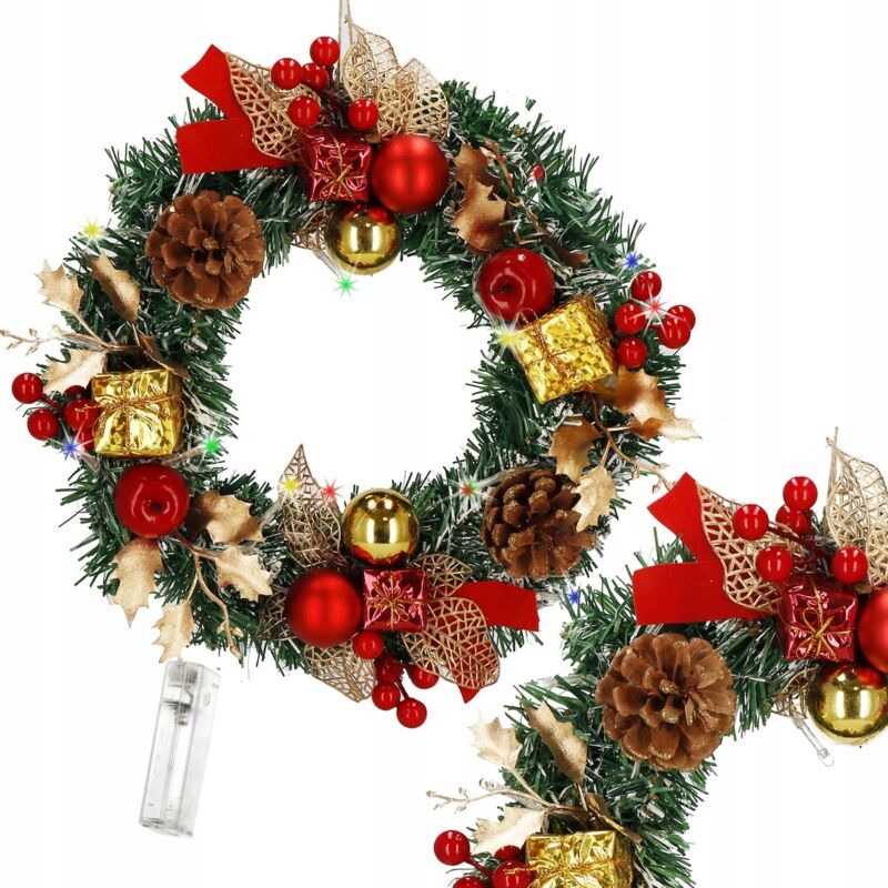 foto del prodotto ghirlanda led luminosa decorazione natalizia per porte 30 cm grande decorativa 43 pini