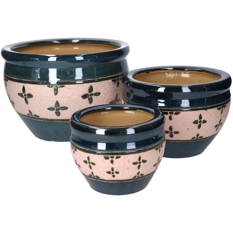 foto del prodotto coprivaso ceramica 1 3 blu beige cm30h21