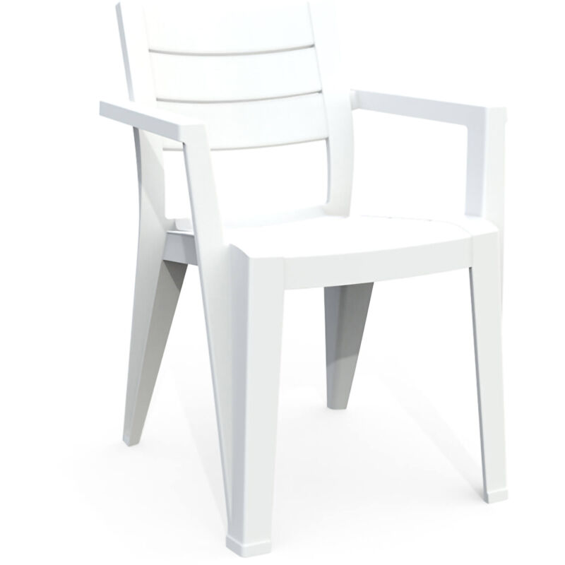 foto del prodotto set di 6 sedie da esterno tregnago, seggiola da giardino, seduta outdoor multiuso, panchina da giardino, 62x59 h79 cm, bianco dmora