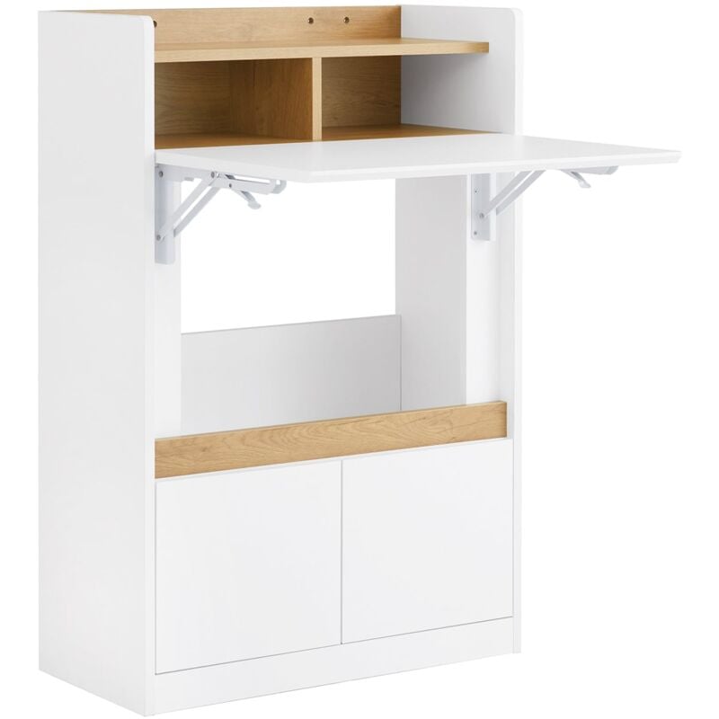 foto del prodotto scrivania pieghevole multifunzionale tavolo da lavoro con ripiani bianco naturale 63x67x93 cm fwt109 wn sobuy