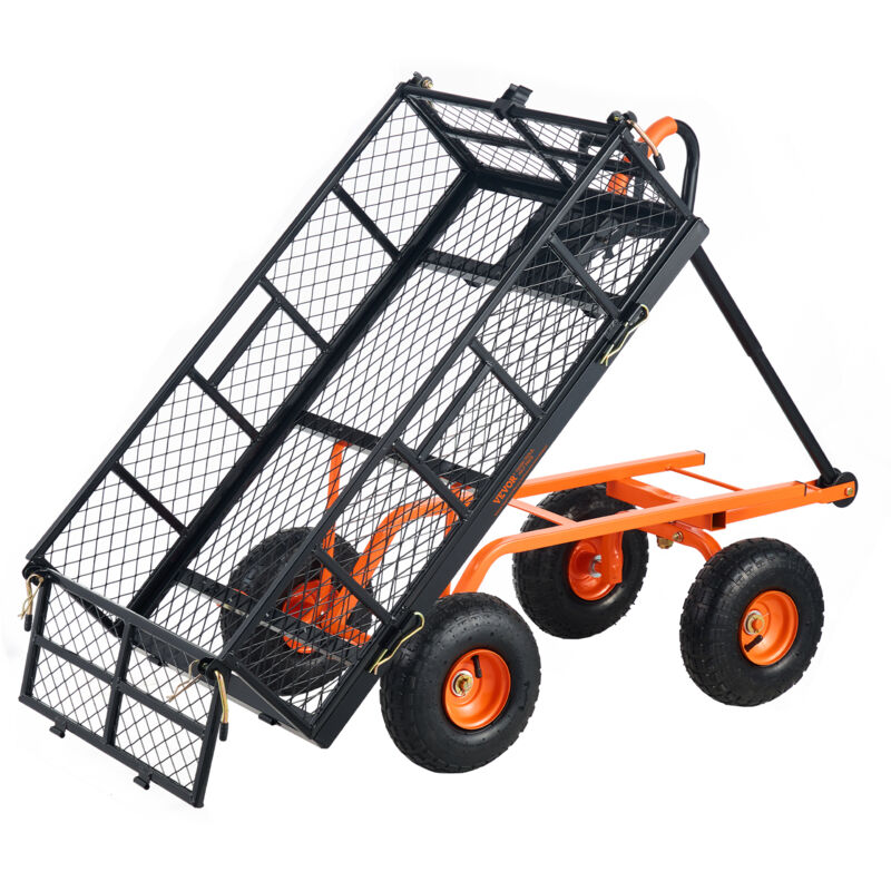 foto del prodotto carrello ribaltabile in metallo, carrello ribaltabile giardino telaio facile montare, carriola utilitaria, pneumatici 254 mm carro ribaltabile