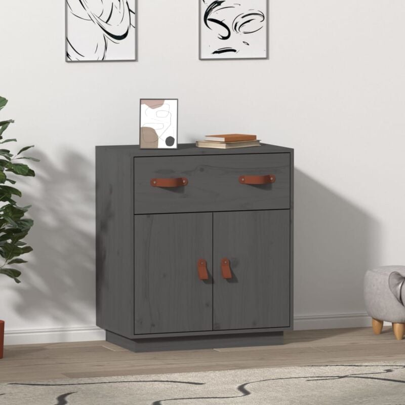 foto del prodotto vidaxl credenza grigia 65,5x40x75 cm in legno massello di pino