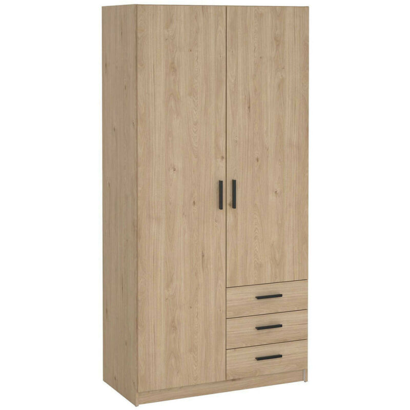 foto del prodotto guardaroba 2 ante sultani, mobile camera da letto, cabina armadio portabiti, armadio appendiabiti, 99x50 h200 cm, rovere dmora