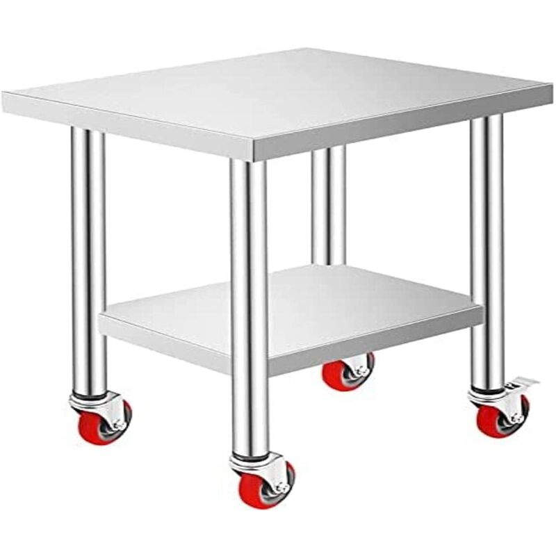 foto del prodotto mophorn tavolo da lavoro in acciaio inox piano di lavoro per cucina 76x30x86cm piano di lavoro professionale a 4 ruote per la preparazione di alimenti