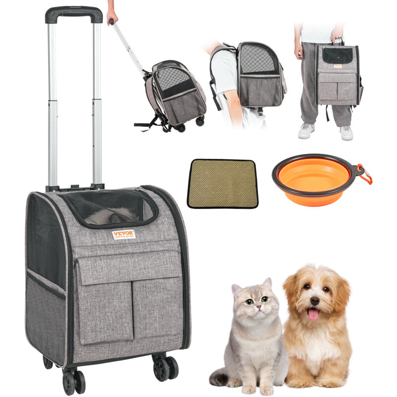 foto del prodotto mophorn vevor trasportino per cani e gatti con ruote, zaino per animali domestici con maniglia telescopica 5 tasche, tessuto oxford 600d cerniera