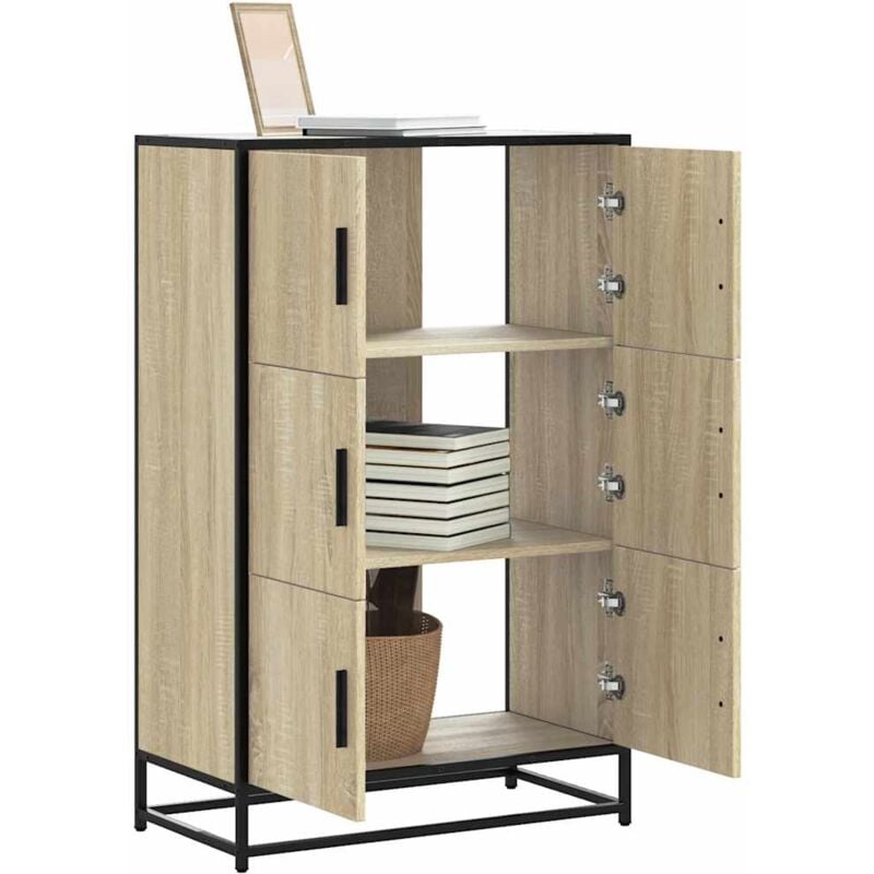 foto del prodotto credenza rovere sonoma 68x35x106,5 cm legno multistrato metallo vidaxl