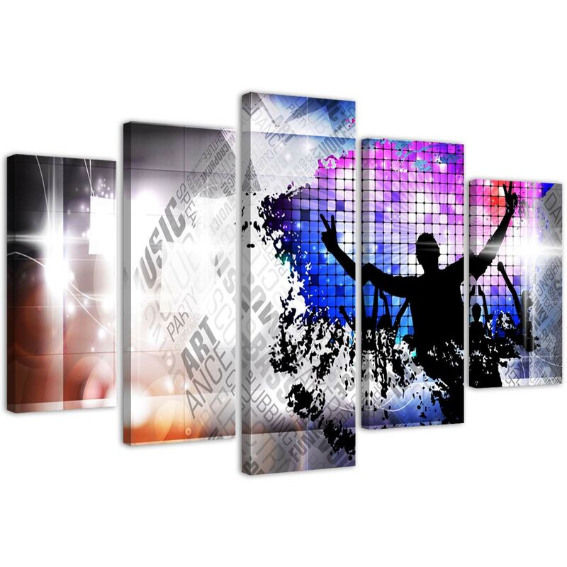 foto del prodotto gbshop quadri quadro 5 pezzi stampa su tela danza pop art 200x100