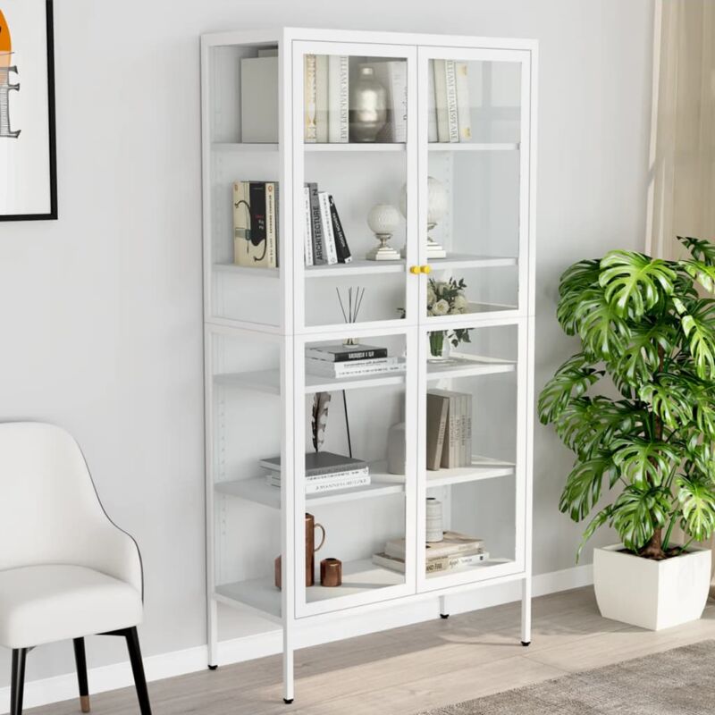 foto del prodotto furniture limited vetrina bianca 90x40x180 cm in acciaio e