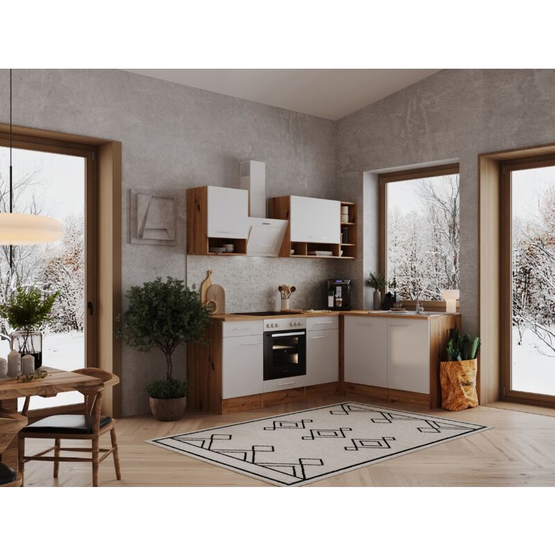 foto del prodotto cucina blocco cucina blocco cucina angolo cucina rovere bianco hilde 220x172 cm respecta
