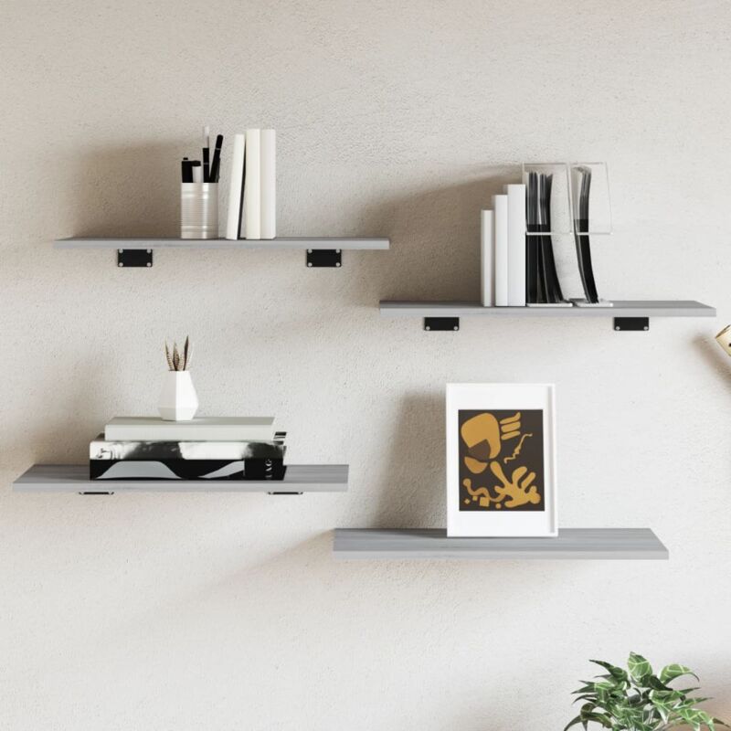 foto del prodotto mensole parete 4pz grigio sonoma 60x30x1,5cm legno multistrato