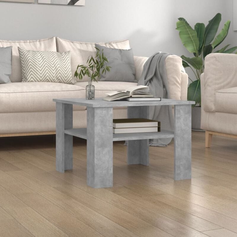 foto del prodotto tavolino basso tavolino da salotto ,tavolino da divano grigio cemento 60x60x42 cm in truciolato itd20381