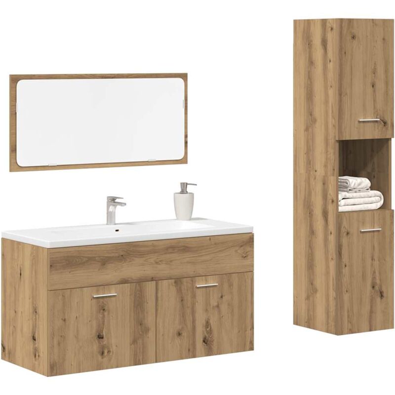 foto del prodotto vidaxl set mobili da bagno 3 pz rovere artigianale legno multistrato