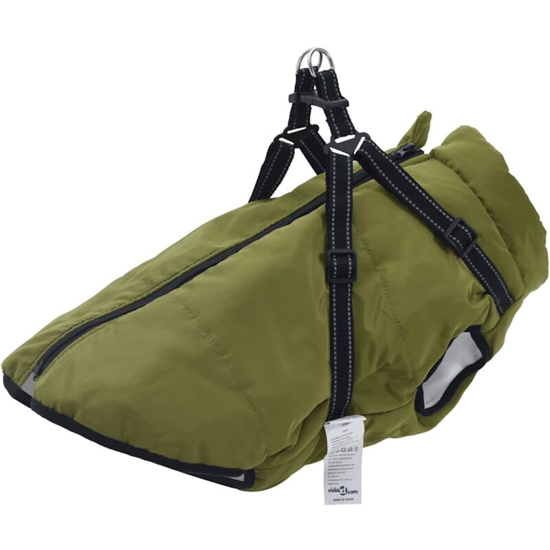 foto del prodotto vidaxl cappotto cani imbracatura impermeabile riflettente verde l52