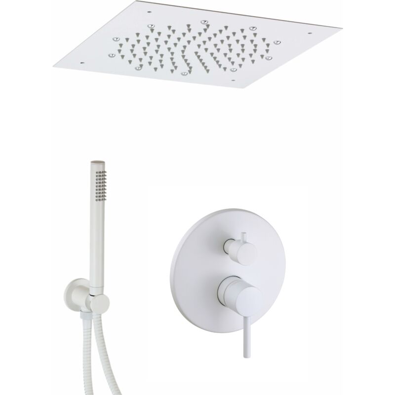 immagine 0 del prodotto kit doccia in colore bianco opaco con soffione a soffitto pollini jessy c420145255bo bianco opaco