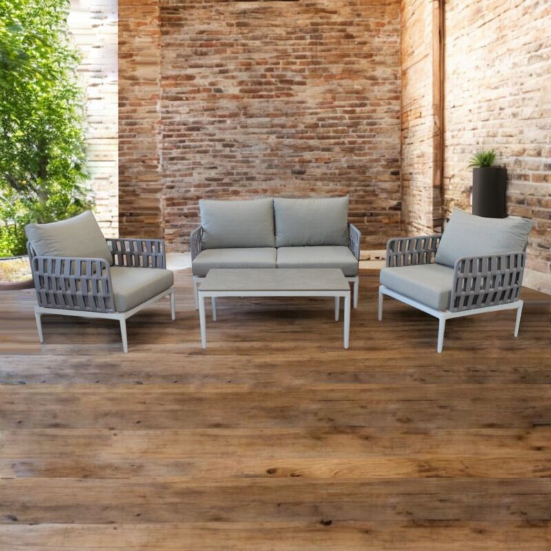 foto del prodotto cascada salotto outdoor con struttura in alluminio grigio chiaro, antracite o naturale