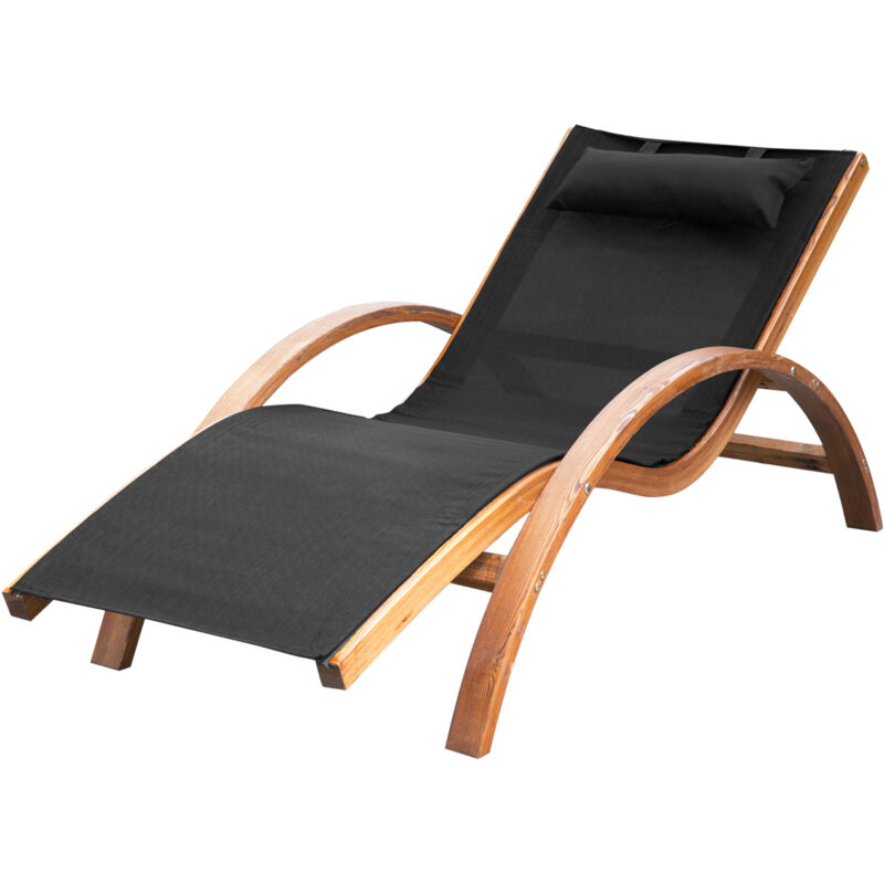 foto del prodotto outsunny lettino prendisole chaise longue con poggiatesta legno