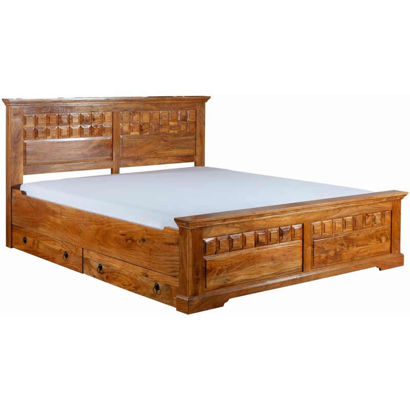 foto del prodotto oxford 0310 letto matrimoniale in legno di acacia laccato miele 180x200