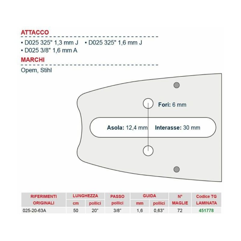 foto del prodotto newgarden barra motosega da legna lunghezza 50 cm per catena maglie 72 451778