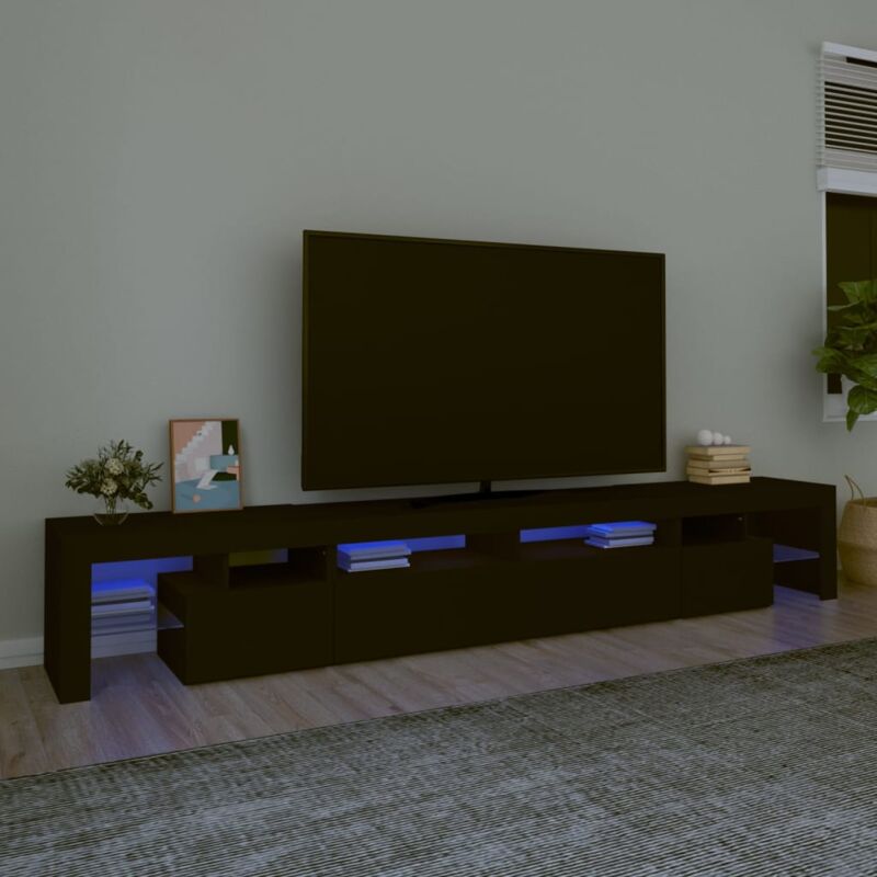 foto del prodotto vidaxl mobile porta tv con luci led nero 260x36,5x40 cm