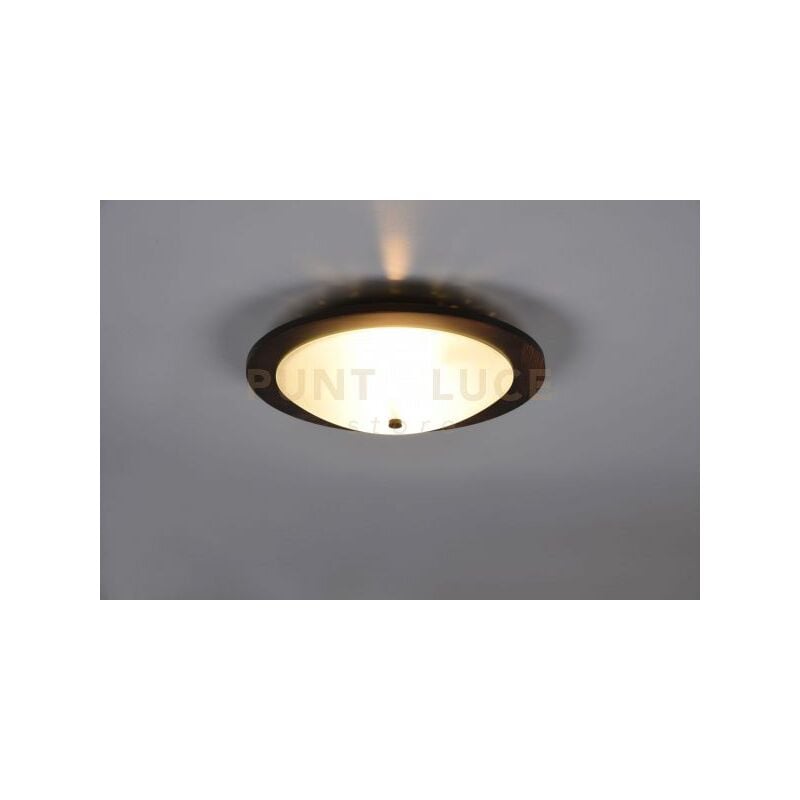 foto del prodotto trio leuchten plafoniera pali vetro bianco d.32cm legno anticato 612600256