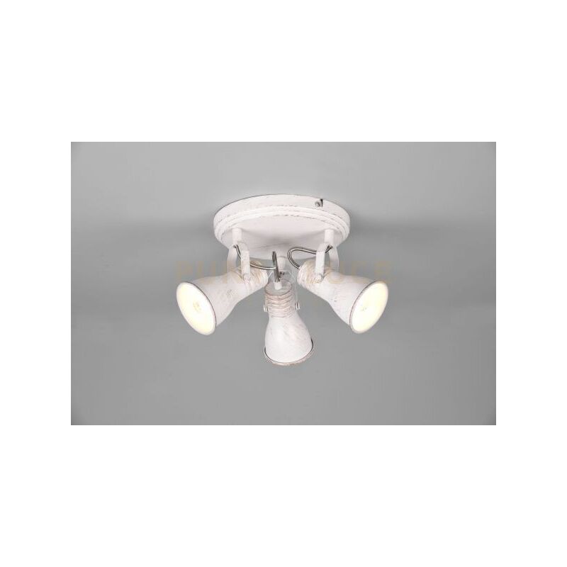 foto del prodotto trio leuchten plafoniera steam barra 3 faretti e portafarettis orientabili d.28cm metallo bianco anticato 813430327