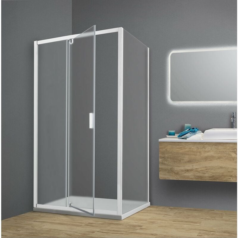 foto del prodotto box doccia tokyo porta battente rettangolare 100x75 cm altezza 200 cm cristallo 6 mm bianco opaco