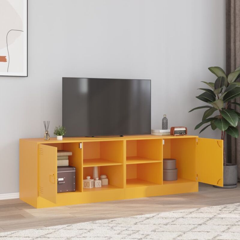 foto del prodotto vidaxl mobili tv 2 pz giallo senape 67x39x44 cm in acciaio