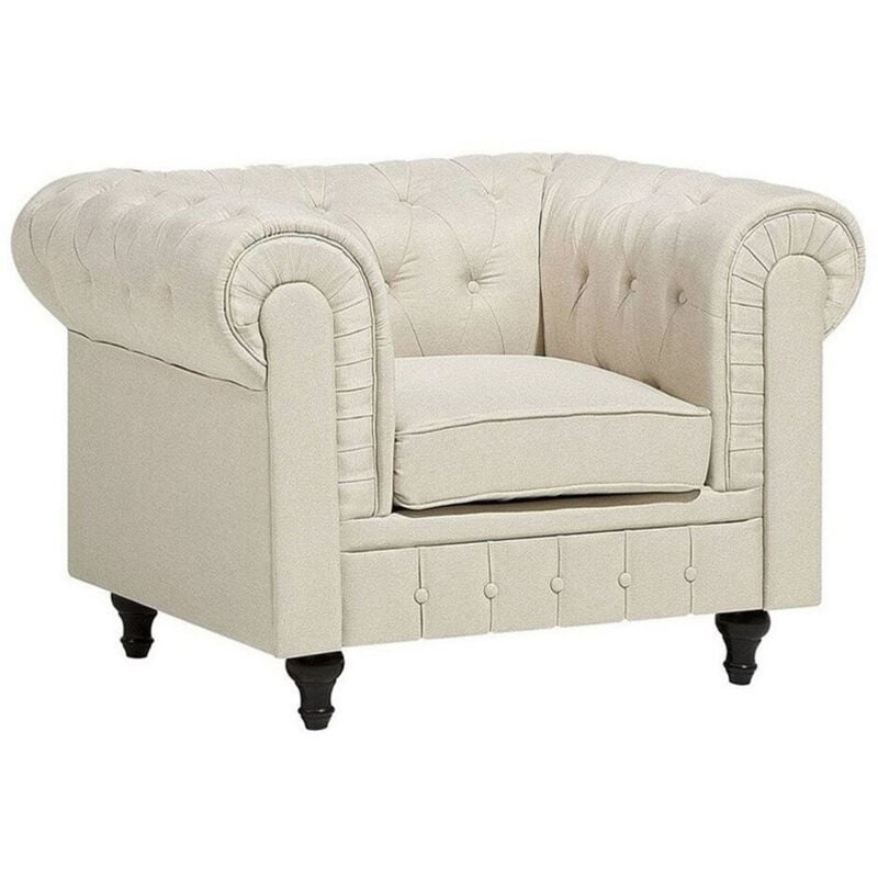 foto del prodotto beliani poltrona vintage in tessuto beige chesterfield