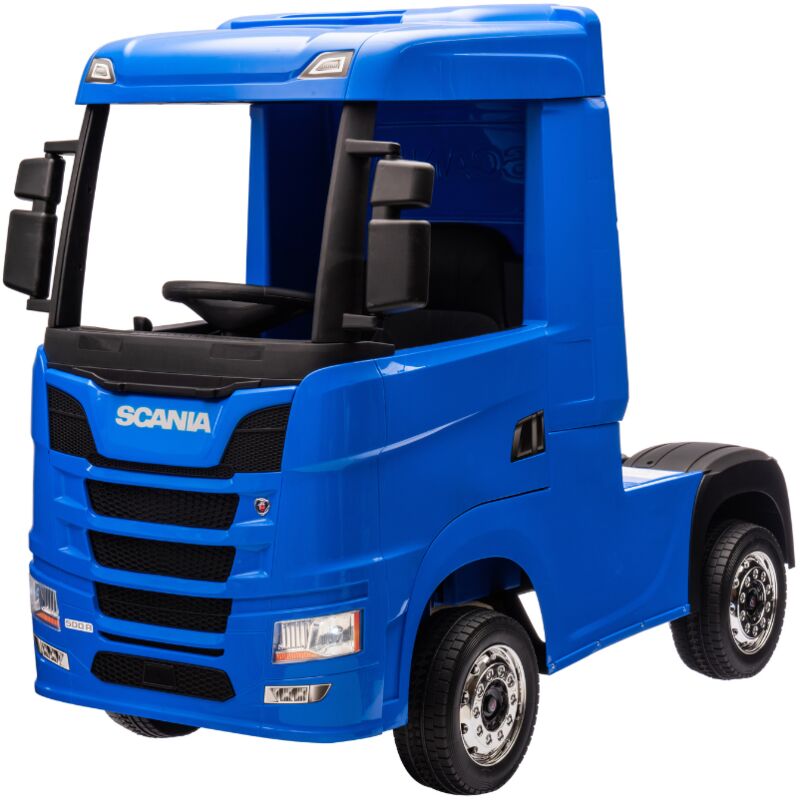 foto del prodotto camion elettrico per bambini scania 24v porte apribili blu