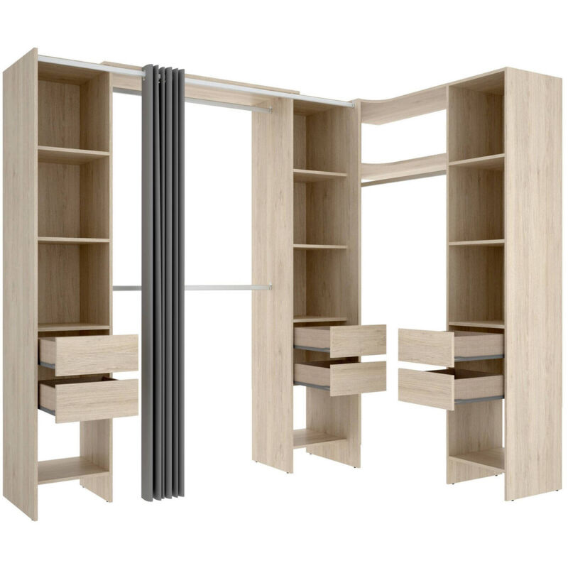 foto del prodotto guardaroba grande alanno, mobile camera da letto, cabina armadio portabiti, armadio appendiabiti, 234x141 h205 cm, rovere dmora