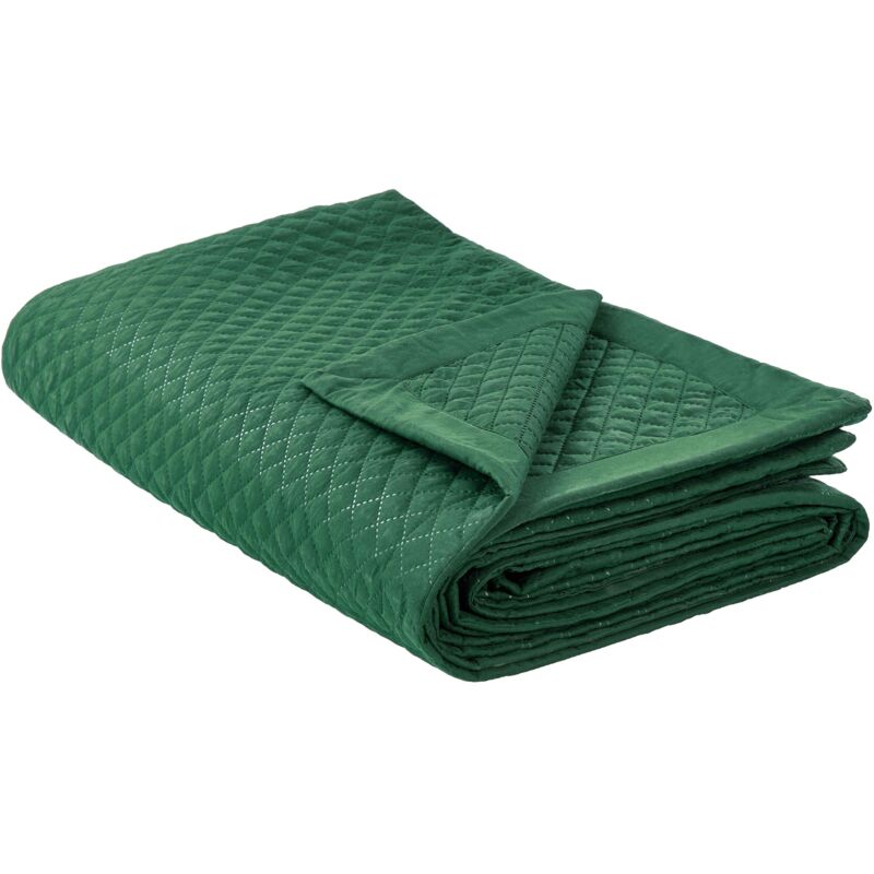foto del prodotto beliani copriletto decorativo in rilievo poliestere 200 x 220 cm verde nape