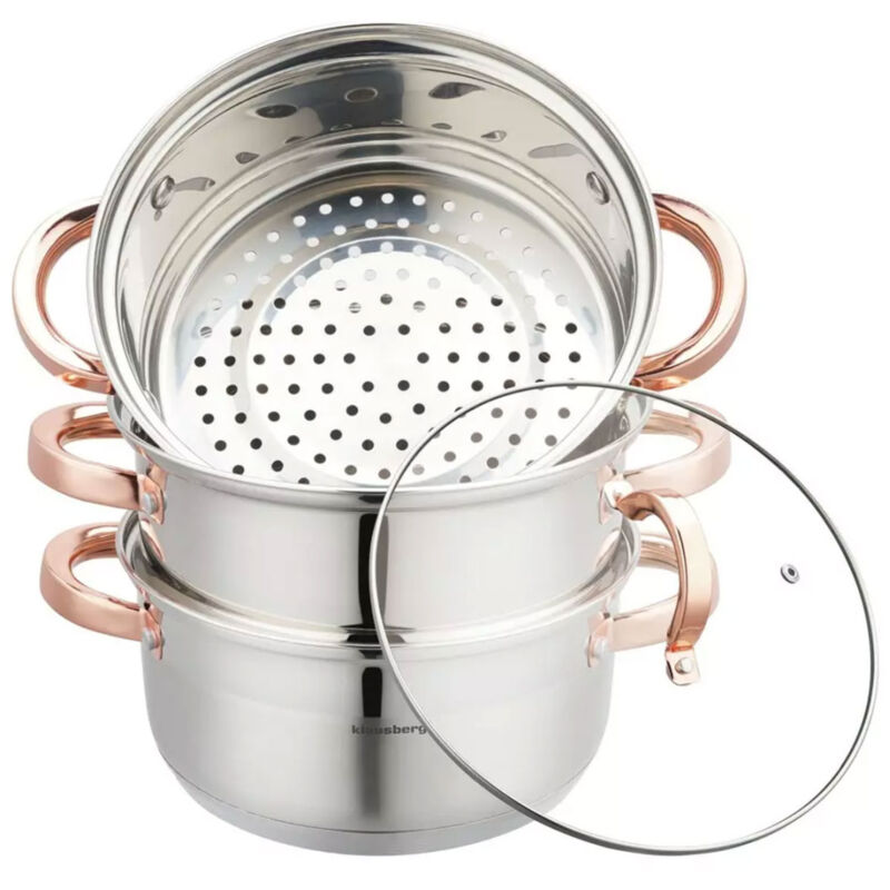 foto del prodotto klausberg pentola a vapore 4 pezzi 20 cm kb 7729 oro rosa
