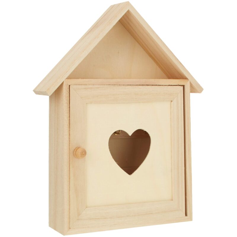 foto del prodotto rayher 62405000 cassetta portachiavi in legno fsc, svuotatasche, finestra cuore, 17 x 5 x 21 cm.