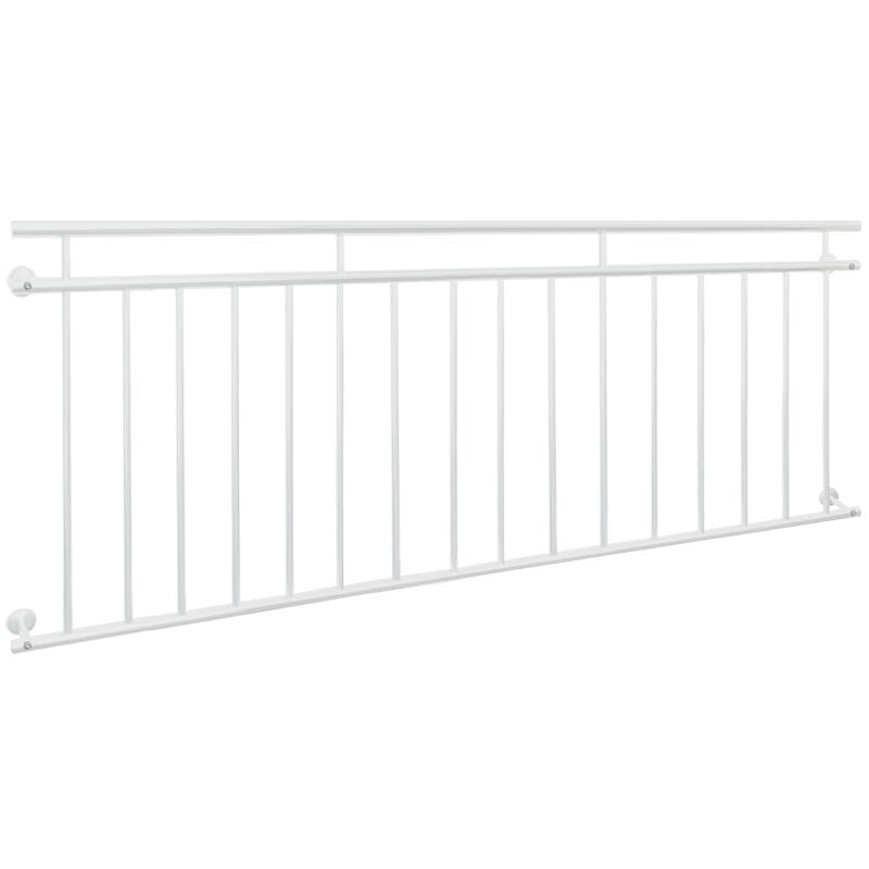 foto del prodotto ecd germany ringhiera balcone francese 90 x 225 cm bianco opaco in acciaio verniciato a polvere supporto protezione finestre griglia parapetto