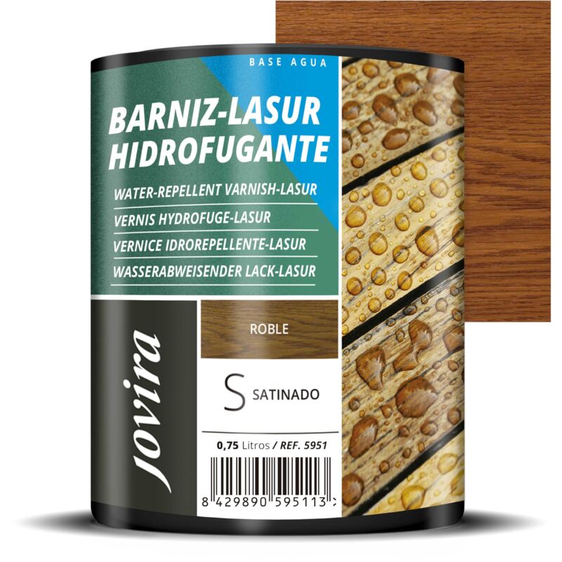foto del prodotto jovira pinturas impregnante legno, 750 ml quercia , lasur idrorepellente protettivo satinato all acqua protegge, decora e impreziosisce tutti i