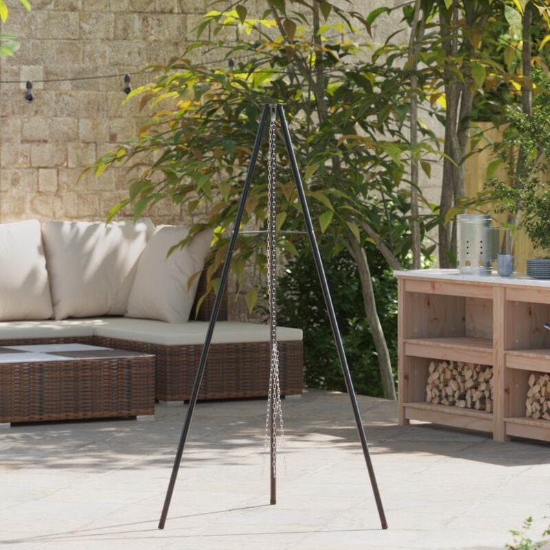 foto del prodotto vidaxl treppiede da cucina al campo 150 cm altezza acciaio