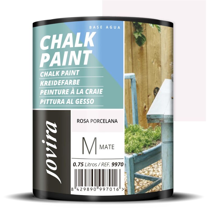 foto del prodotto jovira pinturas chalk paint 750 ml pittura al gesso, matte all aqua, rinnova il tuo arredamento con creativit . 750 millilitri, rosa porcellana 